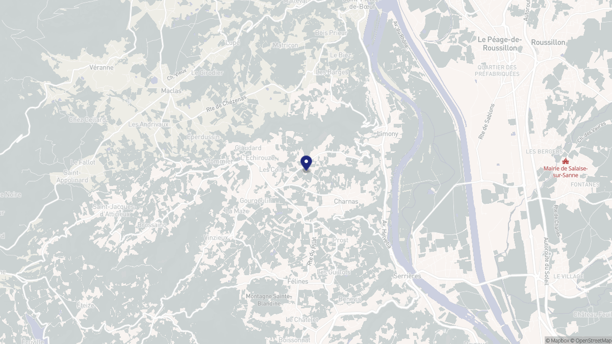 Aperçu cartographique de Charnas, centré sur la commune
