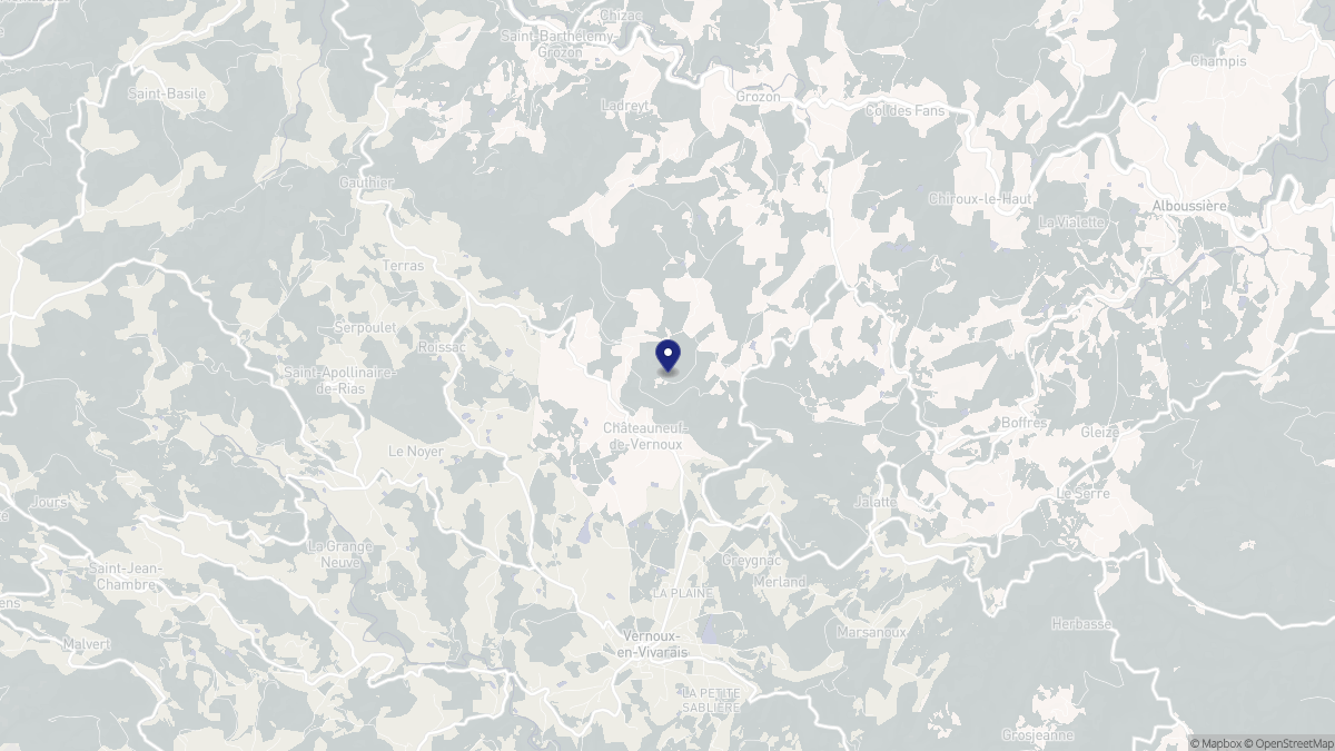 Aperçu cartographique de Châteauneuf-de-Vernoux, centré sur la commune
