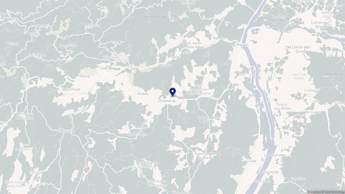 Aperçu cartographique de Chomérac, centré sur la commune