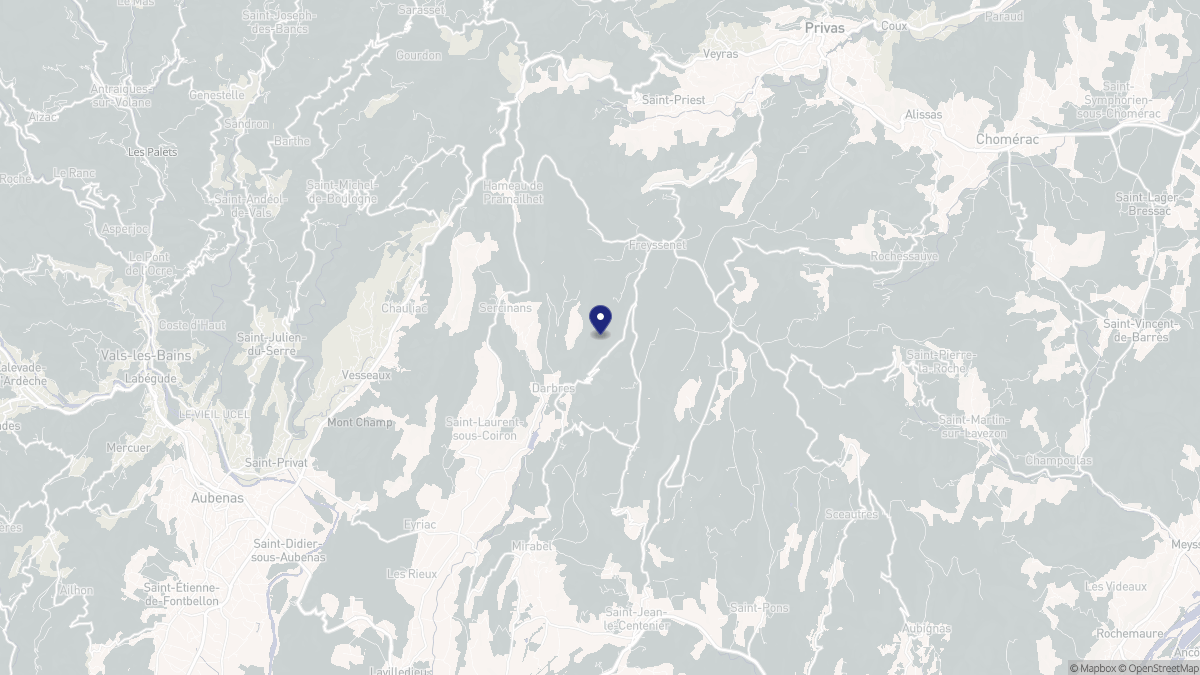 Aperçu cartographique de Darbres, centré sur la commune