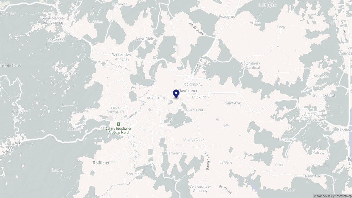 Aperçu cartographique de Davézieux, centré sur la commune