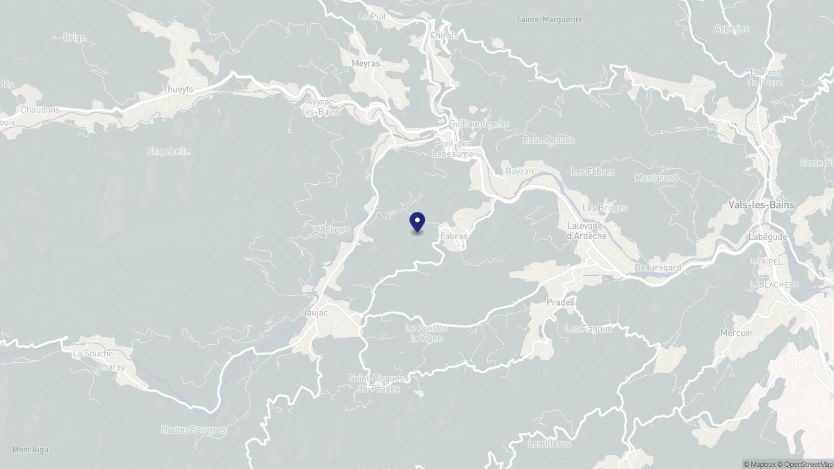 Aperçu cartographique de Fabras, centré sur la commune
