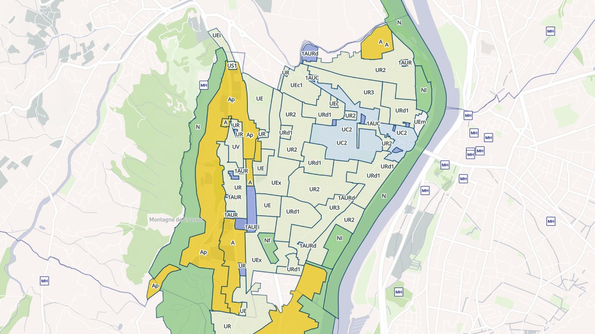 Aperçu cartographique de Guilherand-Granges, centré sur la commune