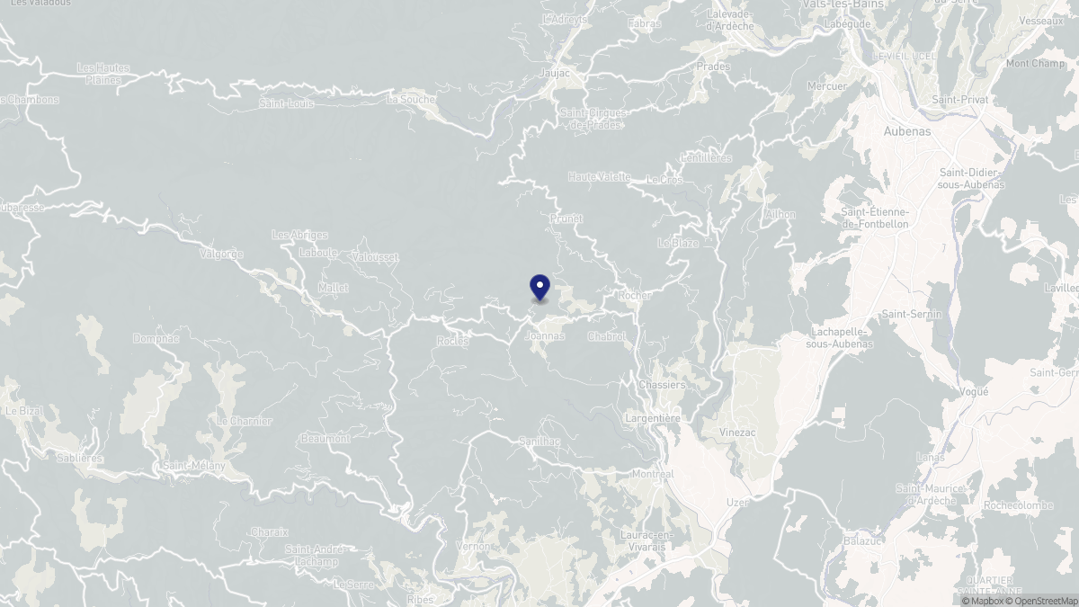 Aperçu cartographique de Joannas, centré sur la commune