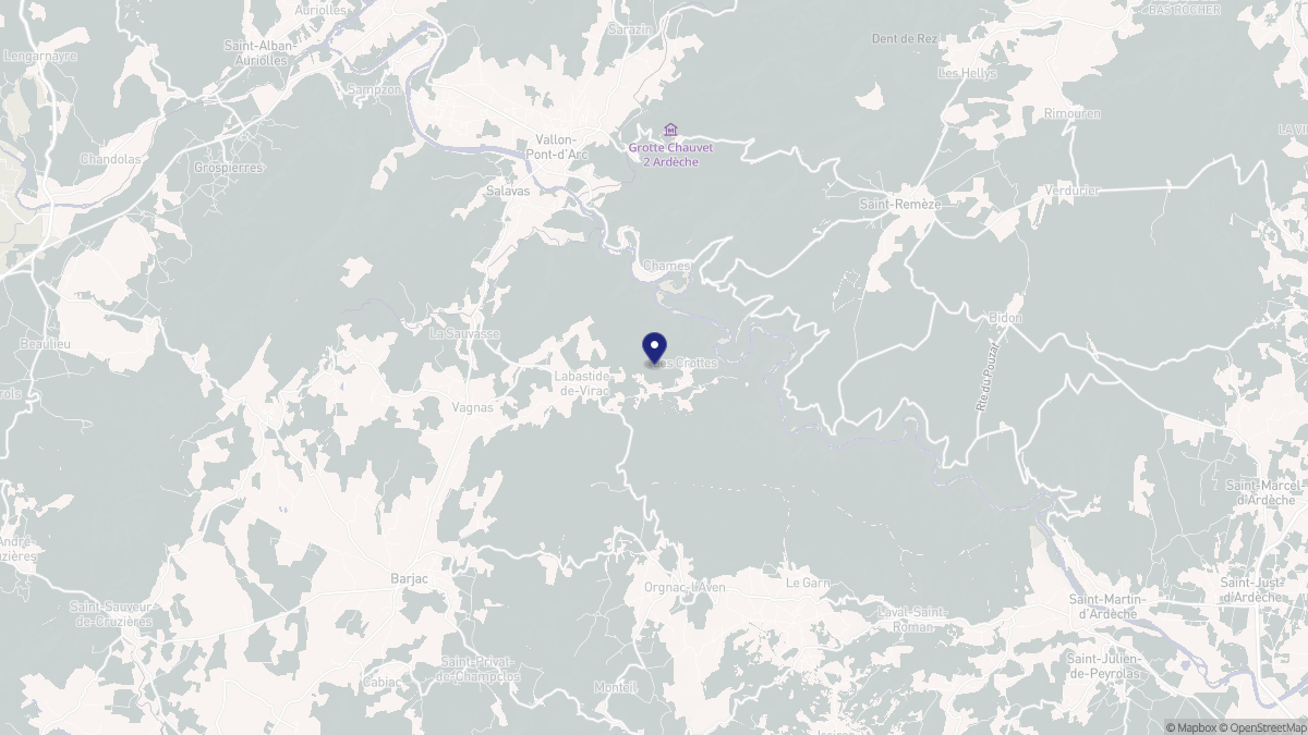 Aperçu cartographique de Labastide-de-Virac, centré sur la commune