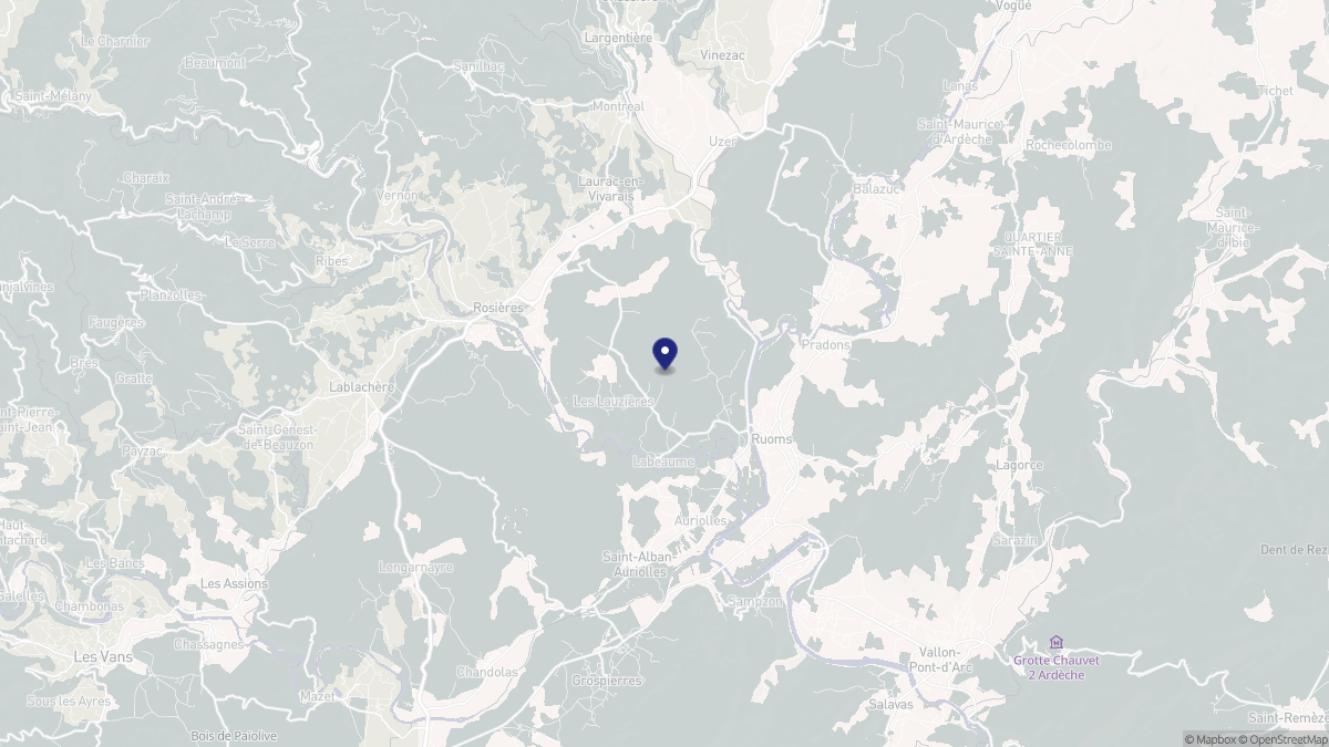 Aperçu cartographique de Labeaume, centré sur la commune