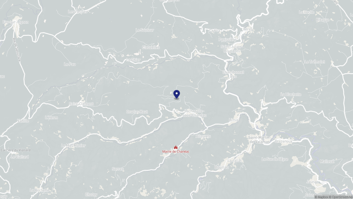 Aperçu cartographique de Lachapelle-sous-Chanéac, centré sur la commune