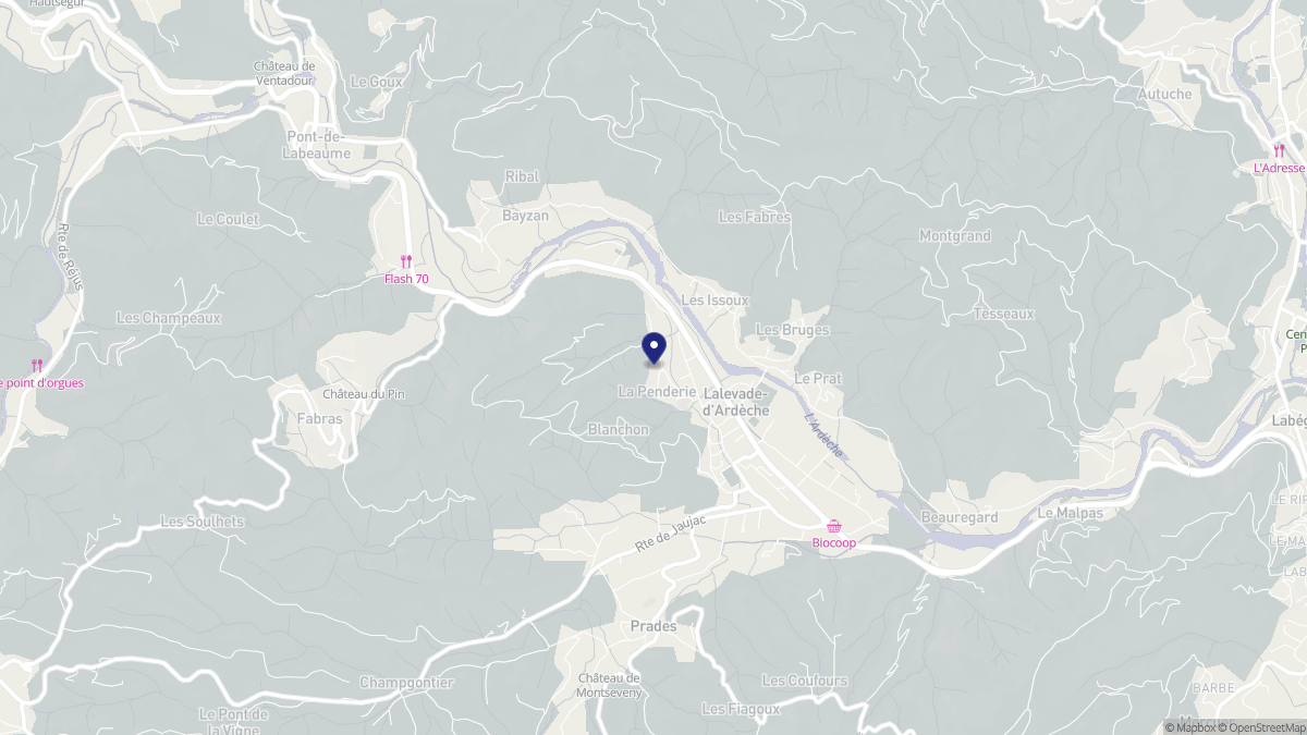 Aperçu cartographique de Lalevade-d'Ardèche, centré sur la commune