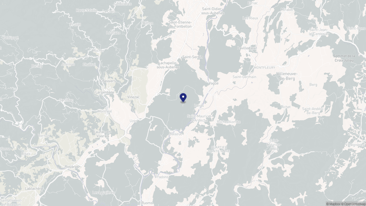 Aperçu cartographique de Lanas, centré sur la commune