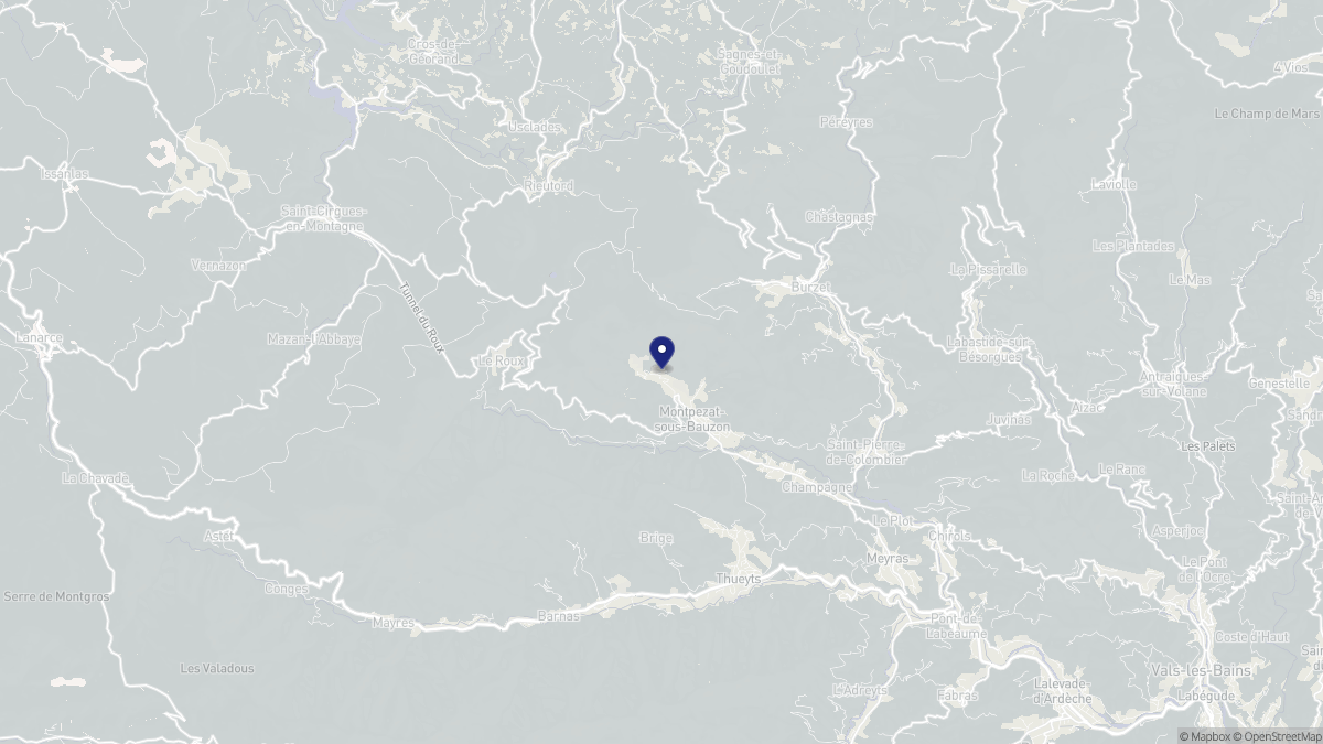Aperçu cartographique de Montpezat-sous-Bauzon, centré sur la commune