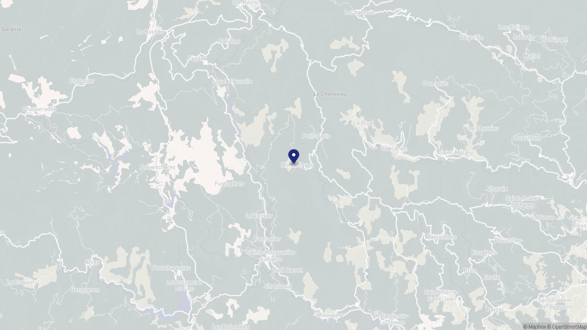 Aperçu cartographique de Montselgues, centré sur la commune