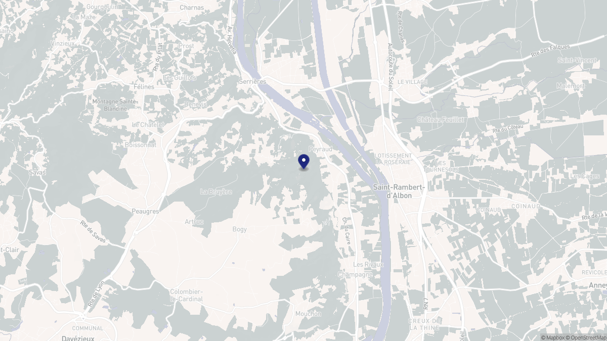 Aperçu cartographique de Peyraud, centré sur la commune