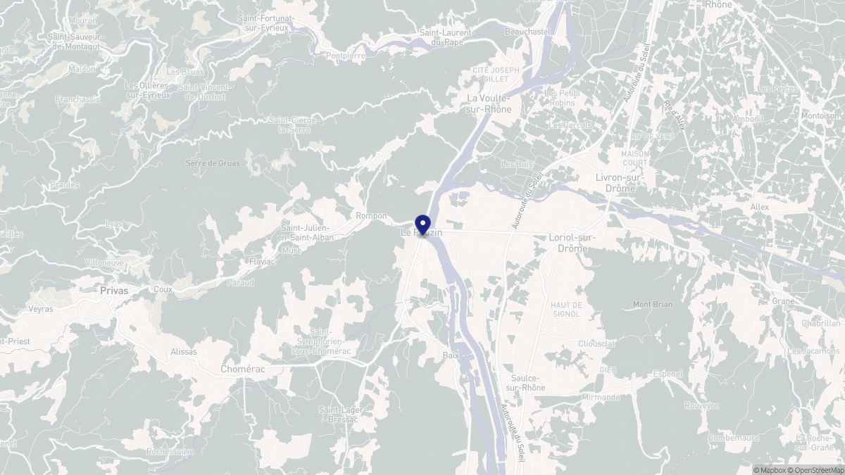 Aperçu cartographique de Le Pouzin, centré sur la commune