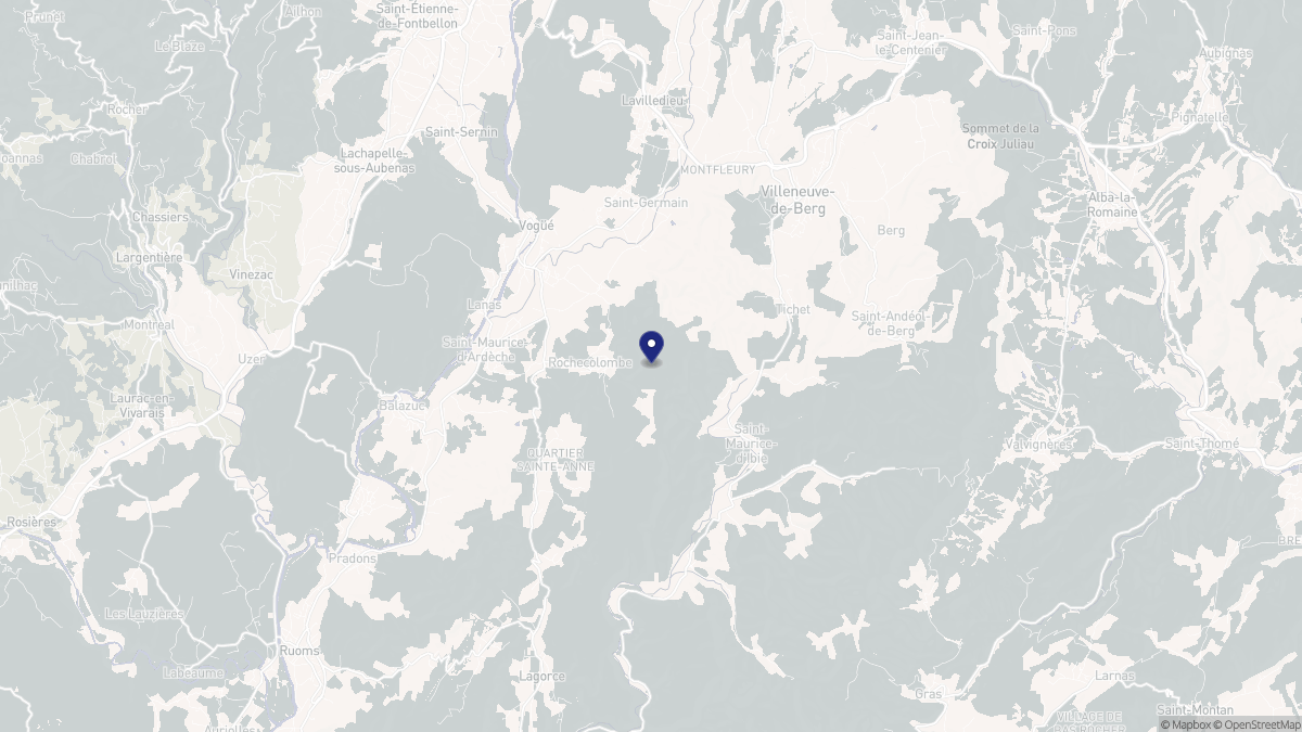 Aperçu cartographique de Rochecolombe, centré sur la commune