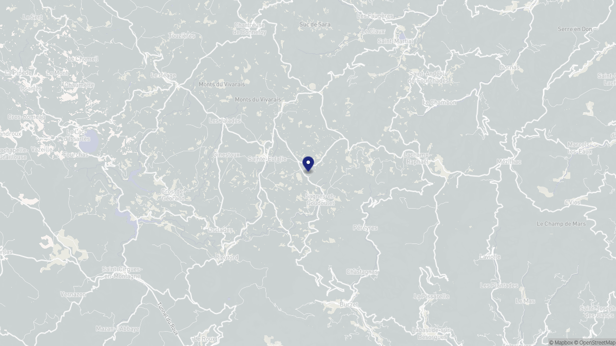 Aperçu cartographique de Sagnes-et-Goudoulet, centré sur la commune