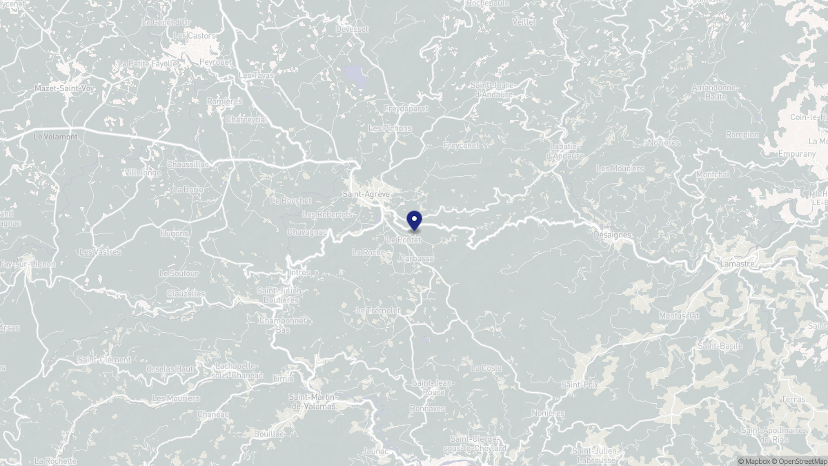 Aperçu cartographique de Saint-Agrève, centré sur la commune