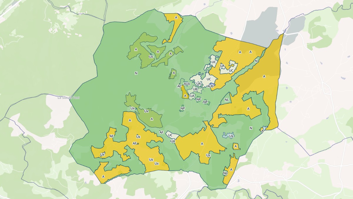 Aperçu cartographique de Saint-Alban-d'Ay, centré sur la commune