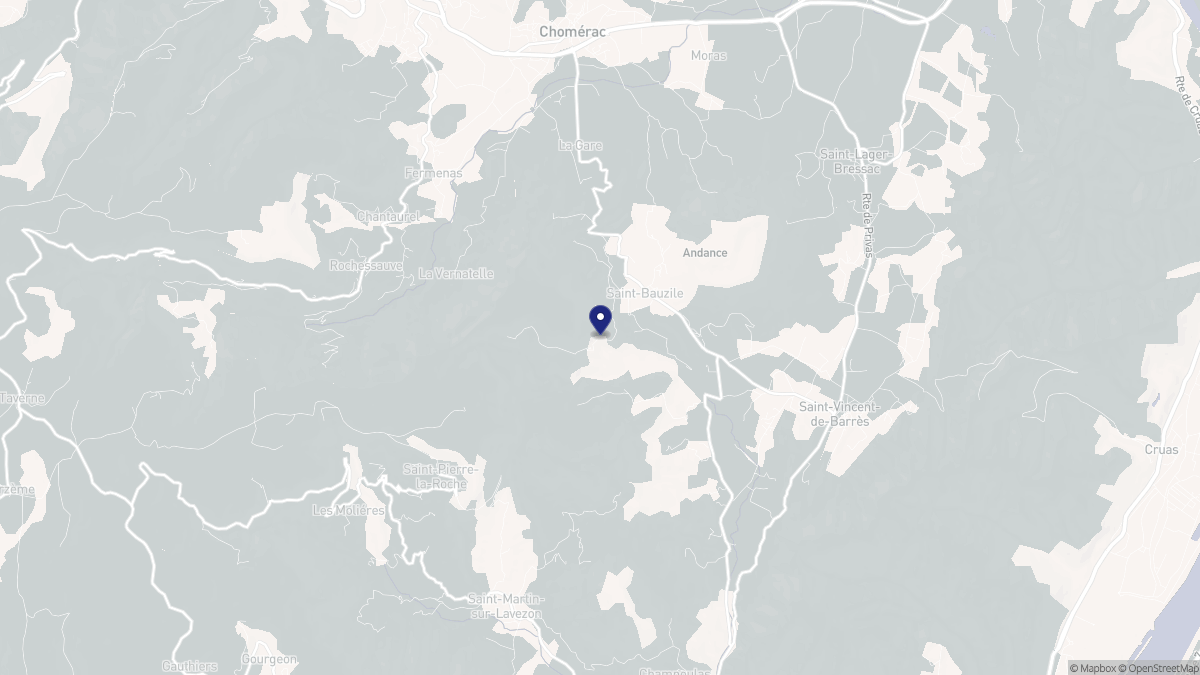 Aperçu cartographique de Saint-Bauzile, centré sur la commune