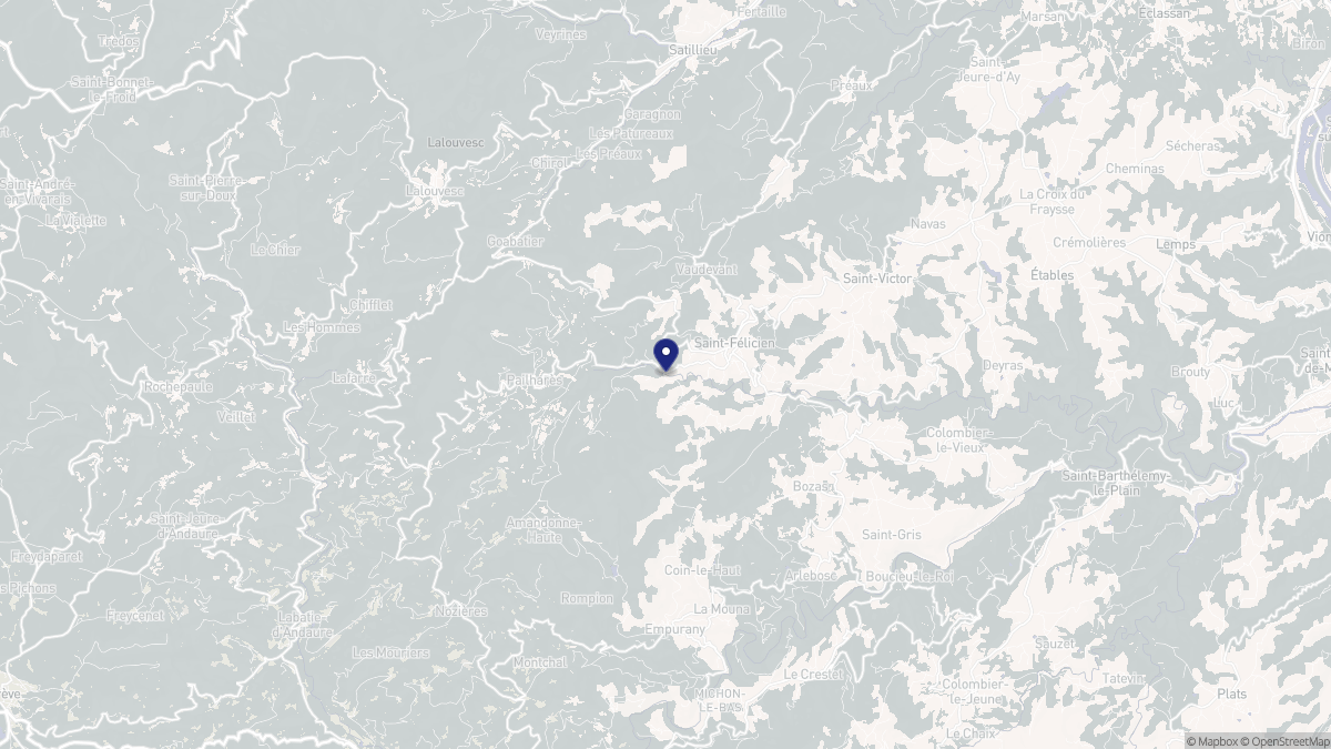 Aperçu cartographique de Saint-Félicien, centré sur la commune