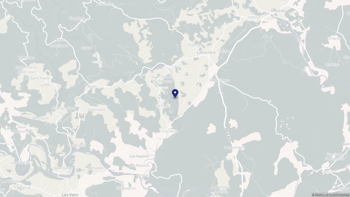 Aperçu cartographique de Saint-Genest-de-Beauzon, centré sur la commune