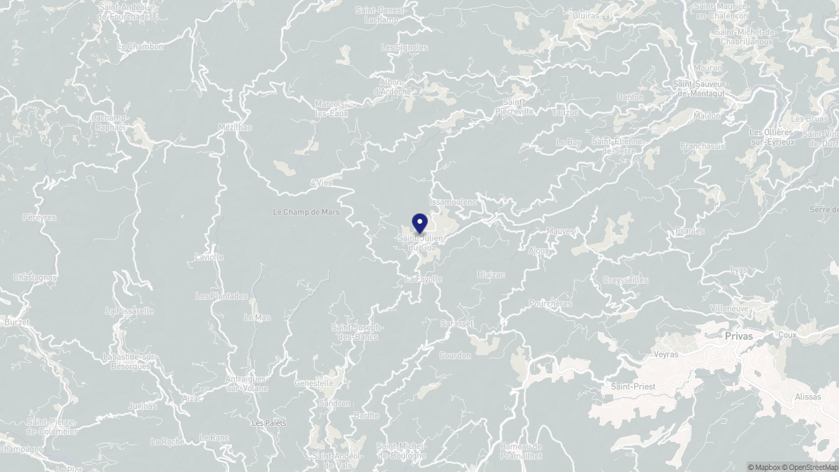 Aperçu cartographique de Saint-Julien-du-Gua, centré sur la commune