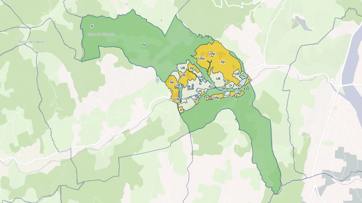 Aperçu cartographique de Saint-Julien-en-Saint-Alban, centré sur la commune