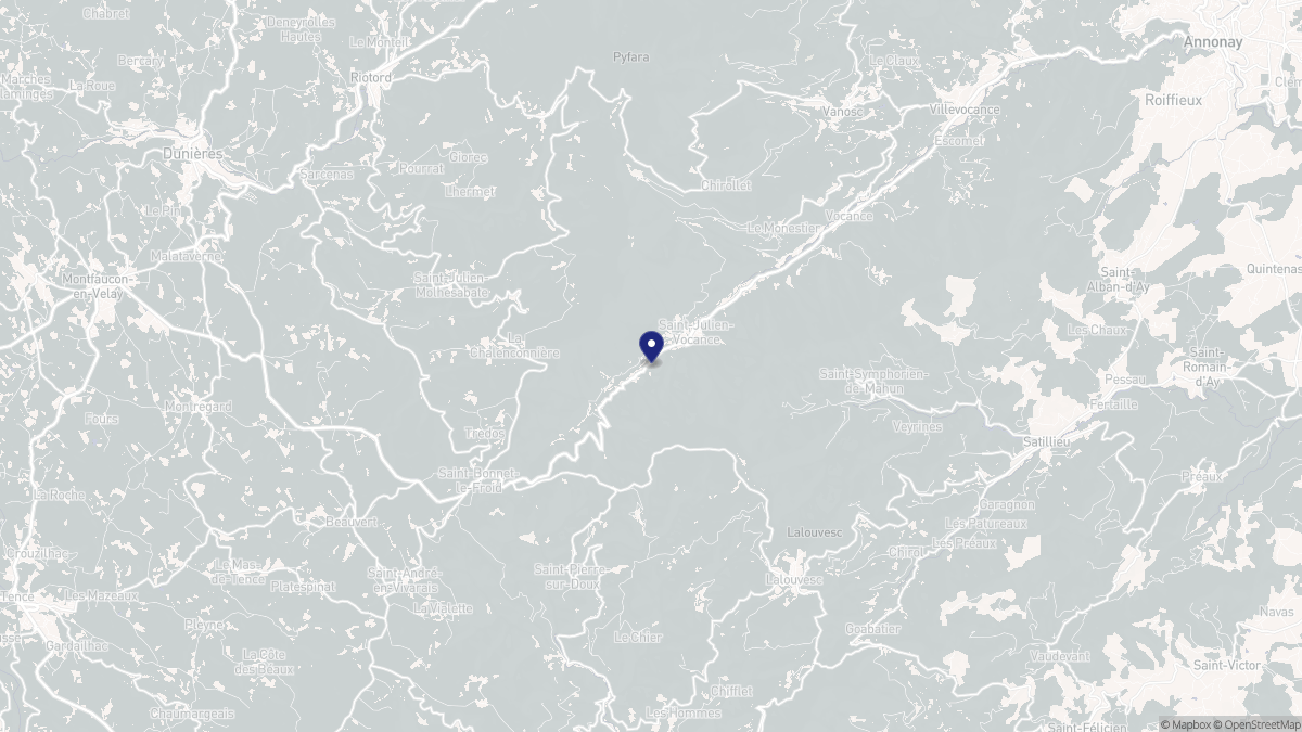 Aperçu cartographique de Saint-Julien-Vocance, centré sur la commune