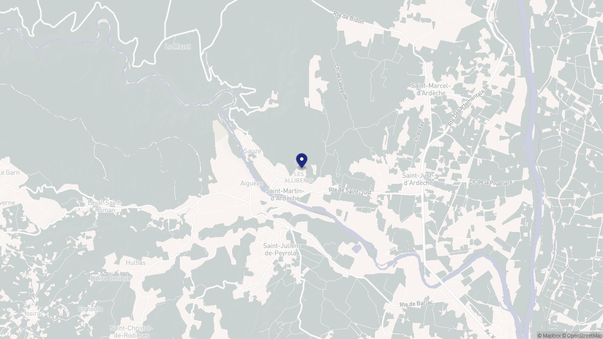 Aperçu cartographique de Saint-Martin-d'Ardèche, centré sur la commune