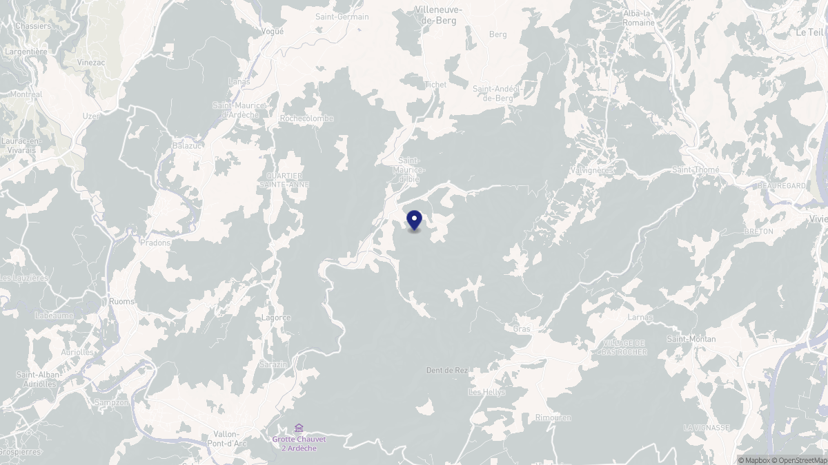 Aperçu cartographique de Saint-Maurice-d'Ibie, centré sur la commune