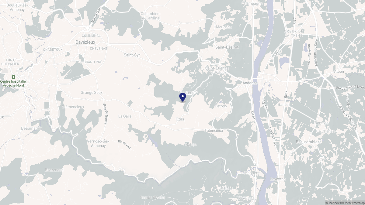 Aperçu cartographique de Thorrenc, centré sur la commune