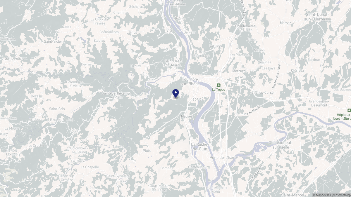 Aperçu cartographique de Tournon-sur-Rhône, centré sur la commune