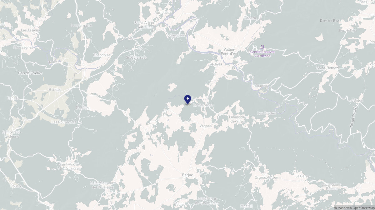Aperçu cartographique de Vagnas, centré sur la commune