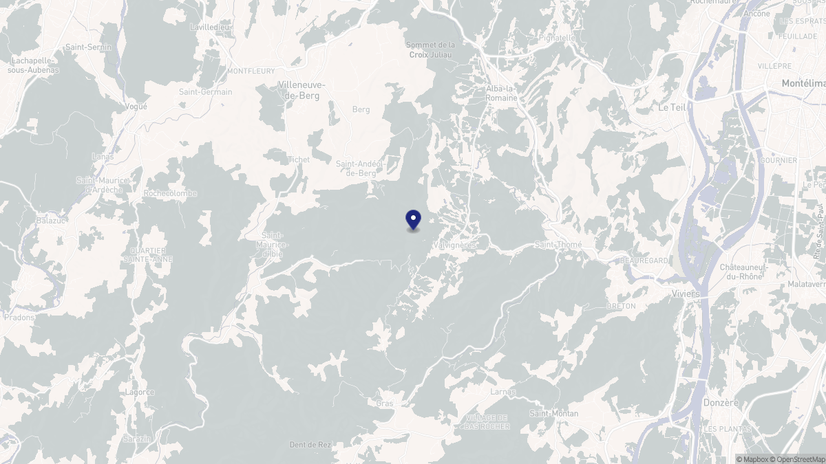 Aperçu cartographique de Valvignères, centré sur la commune