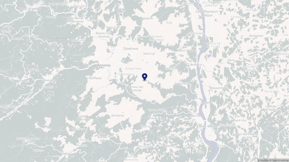 Aperçu cartographique de Vernosc-lès-Annonay, centré sur la commune