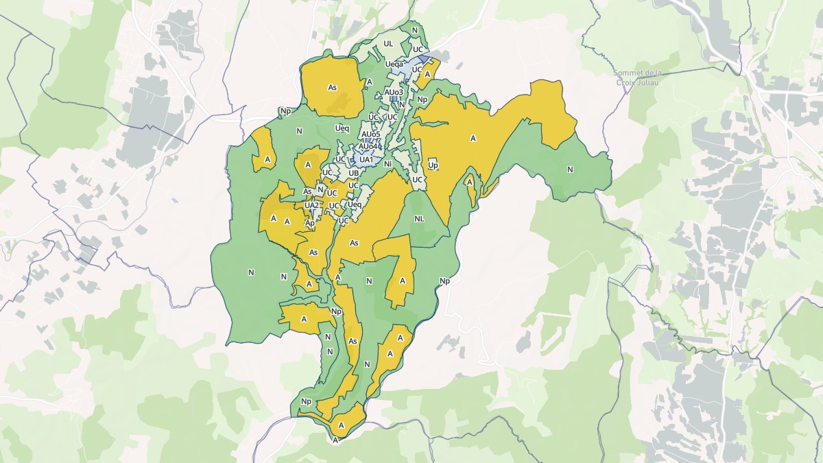 Aperçu cartographique de Villeneuve-de-Berg, centré sur la commune