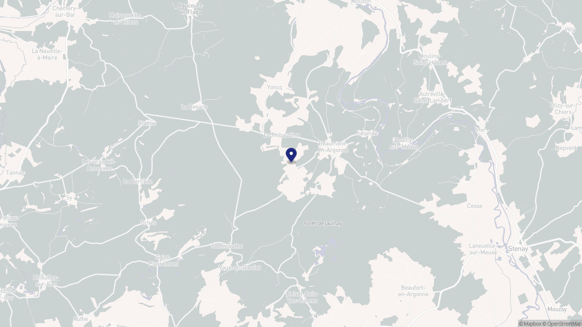 Aperçu cartographique de Beaumont-en-Argonne, centré sur la commune