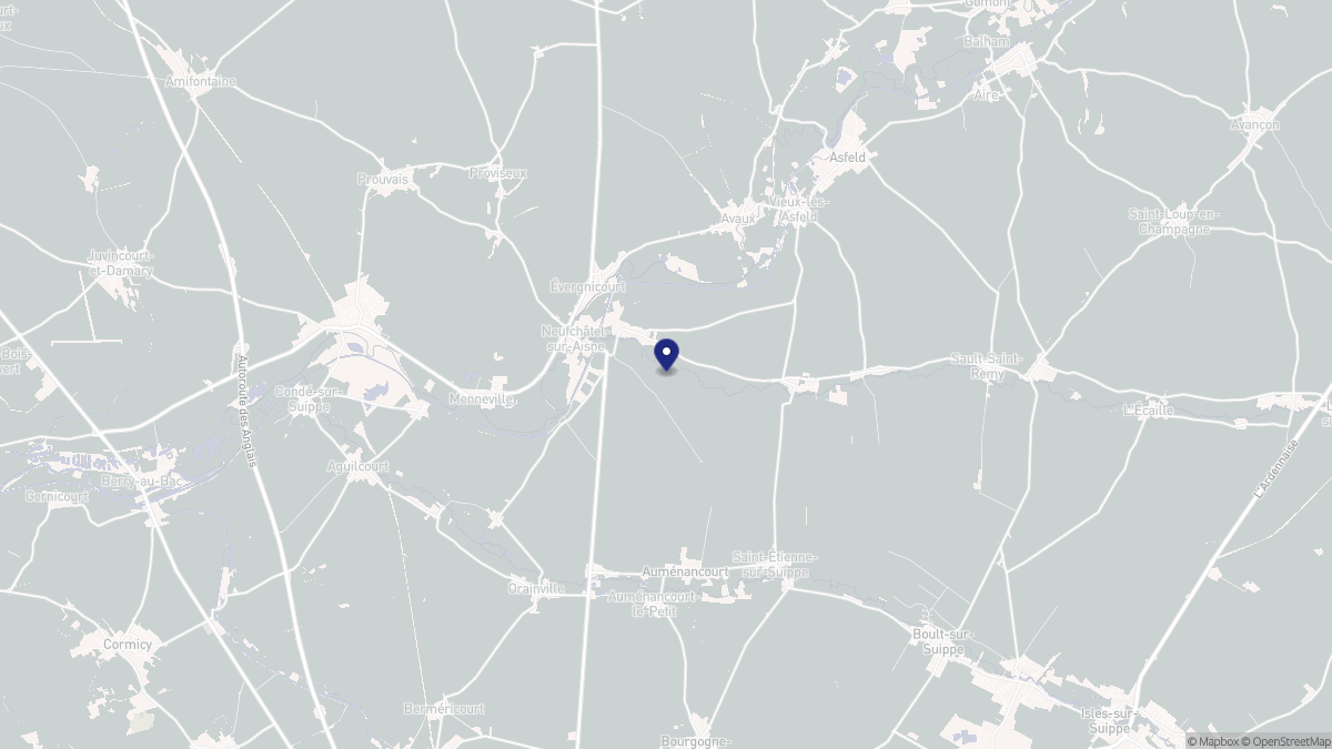 Aperçu cartographique de Brienne-sur-Aisne, centré sur la commune