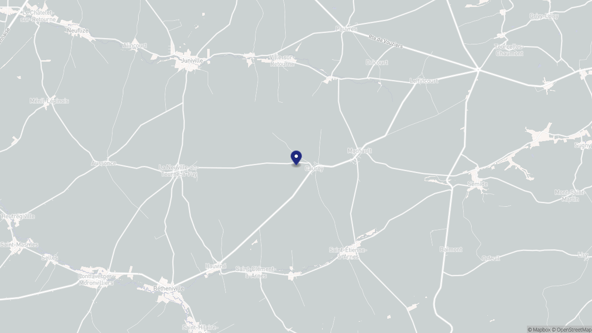 Aperçu cartographique de Cauroy, centré sur la commune