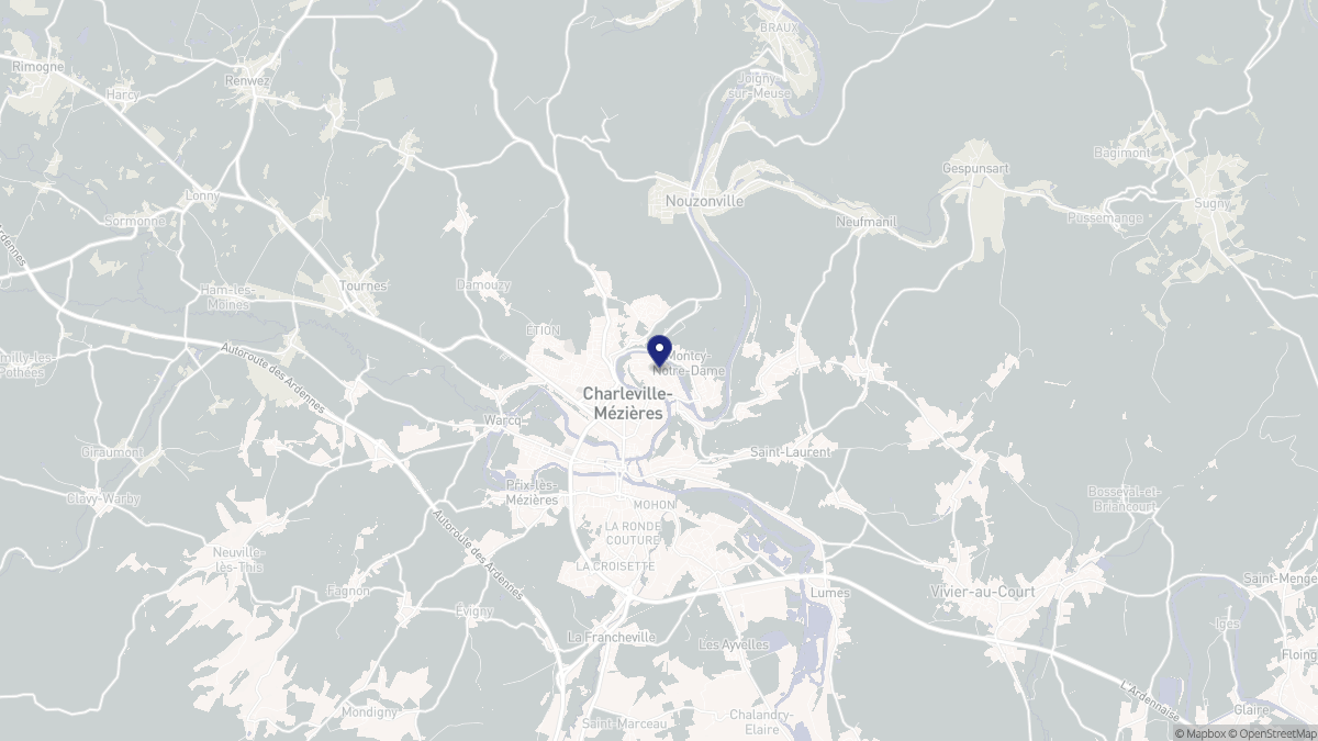 Aperçu cartographique de Charleville-Mézières, centré sur la commune