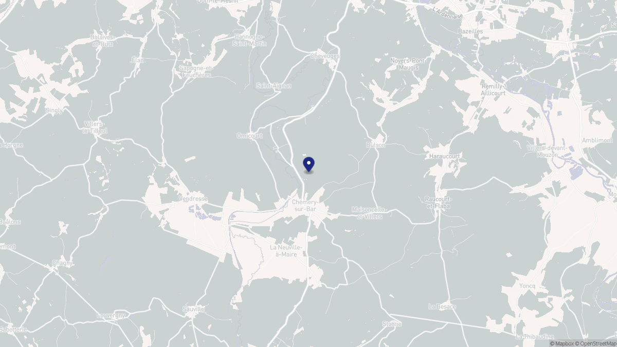 Aperçu cartographique de Chémery-Chéhéry, centré sur la commune