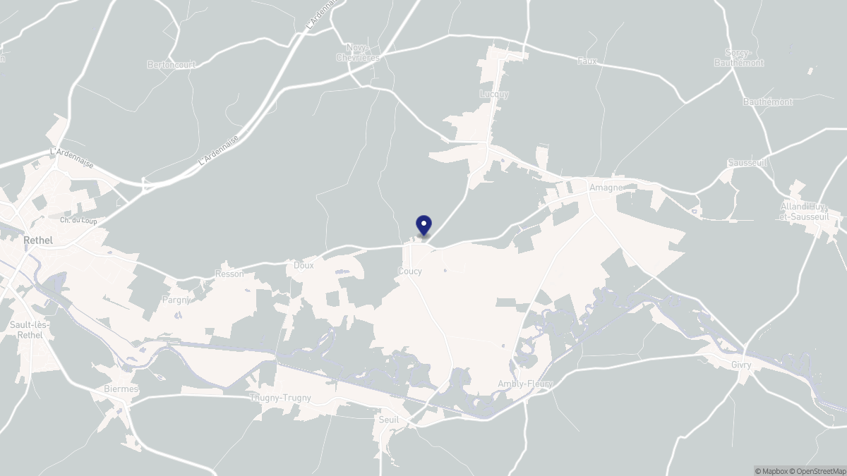 Aperçu cartographique de Coucy, centré sur la commune