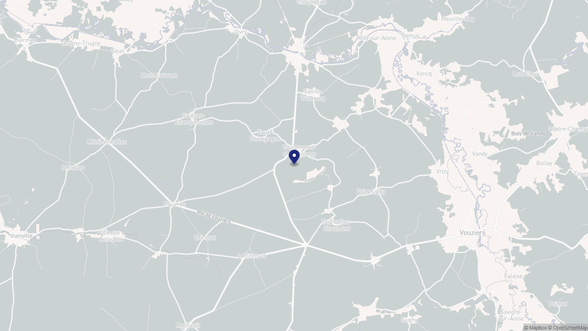 Aperçu cartographique de Coulommes-et-Marqueny, centré sur la commune