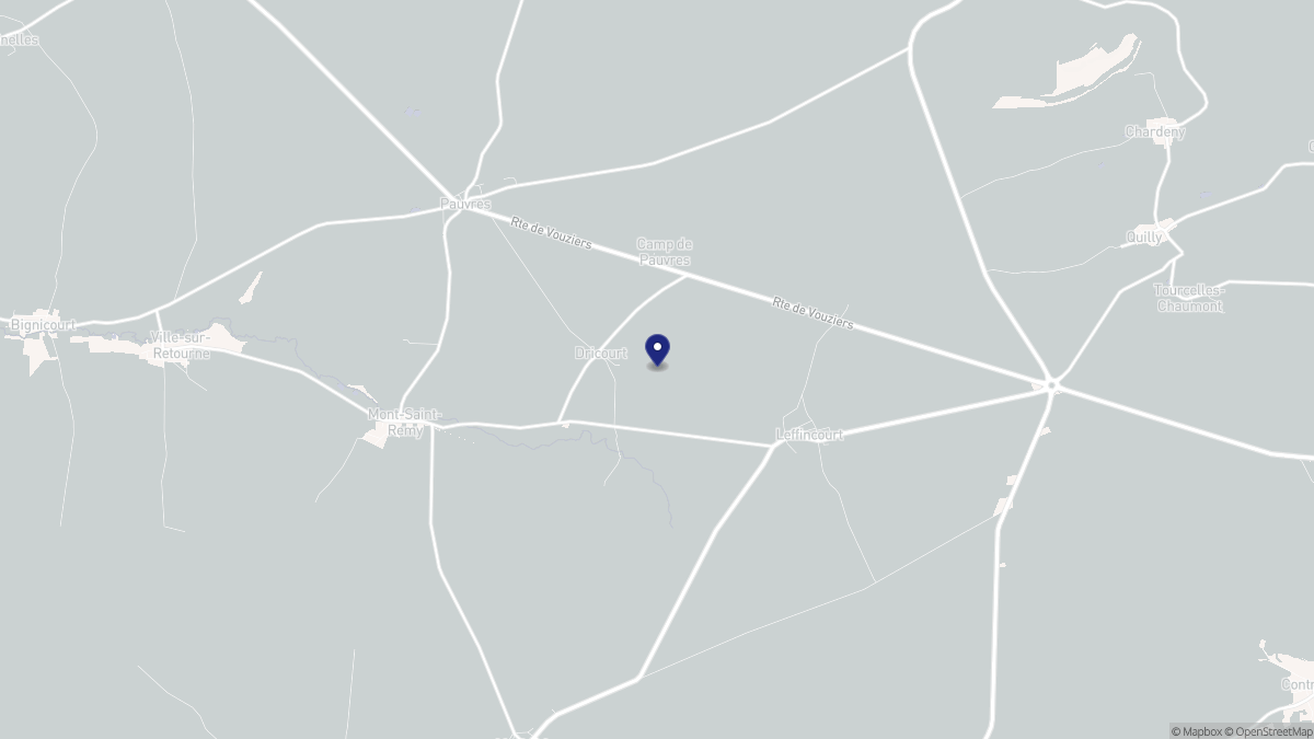 Aperçu cartographique de Dricourt, centré sur la commune