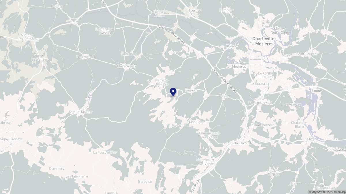 Aperçu cartographique de Fagnon, centré sur la commune