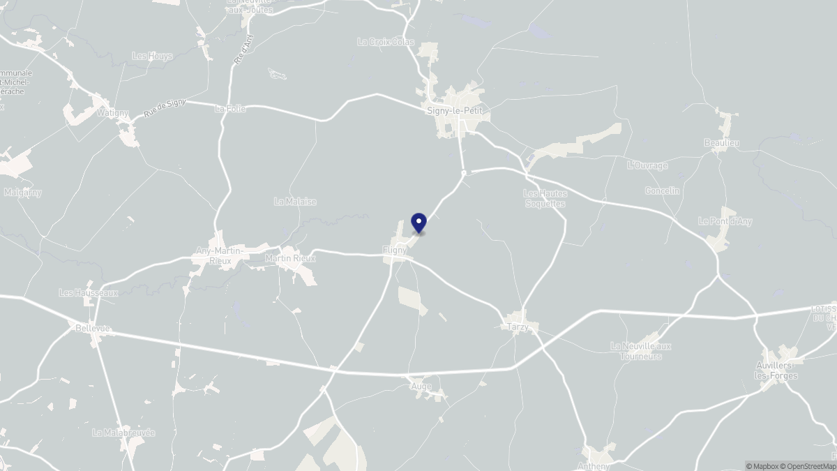 Aperçu cartographique de Fligny, centré sur la commune