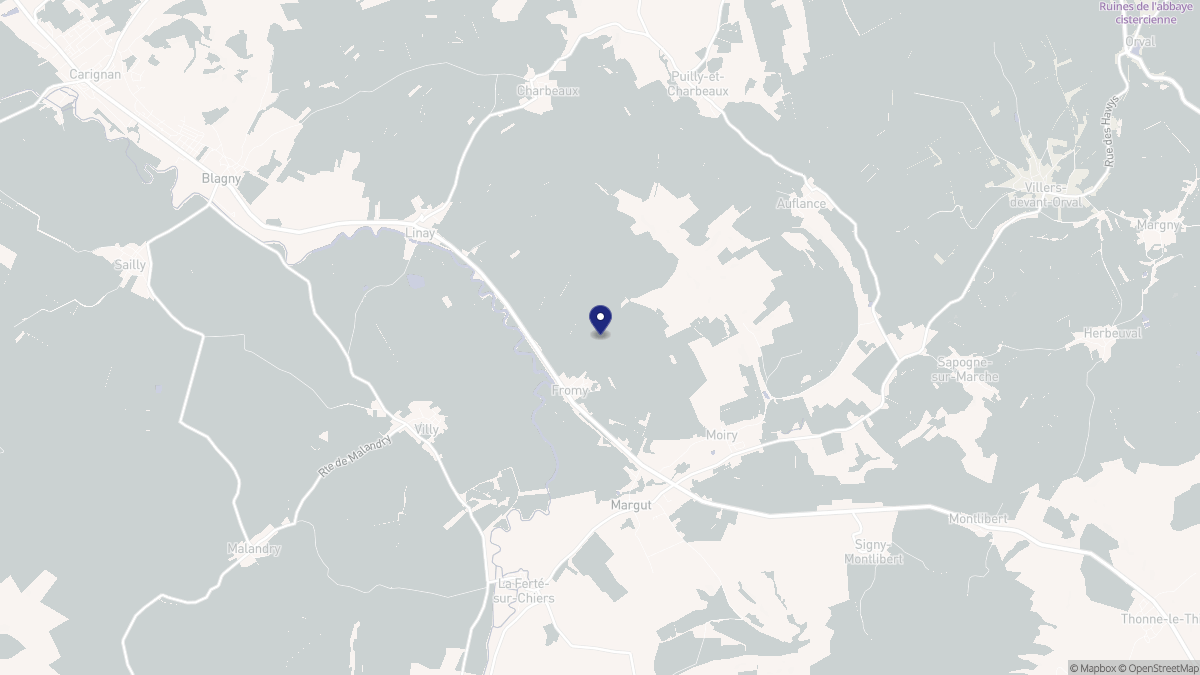 Aperçu cartographique de Fromy, centré sur la commune
