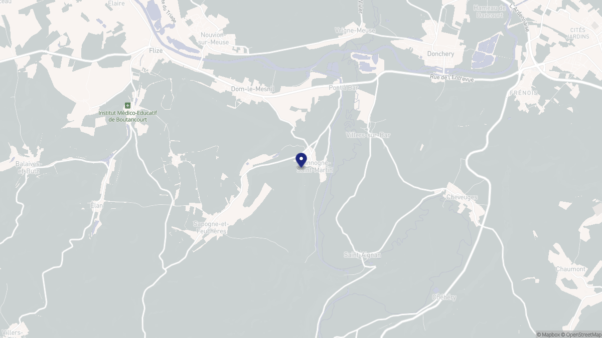 Aperçu cartographique de Hannogne-Saint-Martin, centré sur la commune
