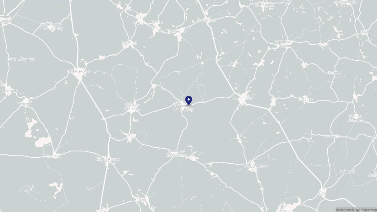 Aperçu cartographique de Hannogne-Saint-Rémy, centré sur la commune