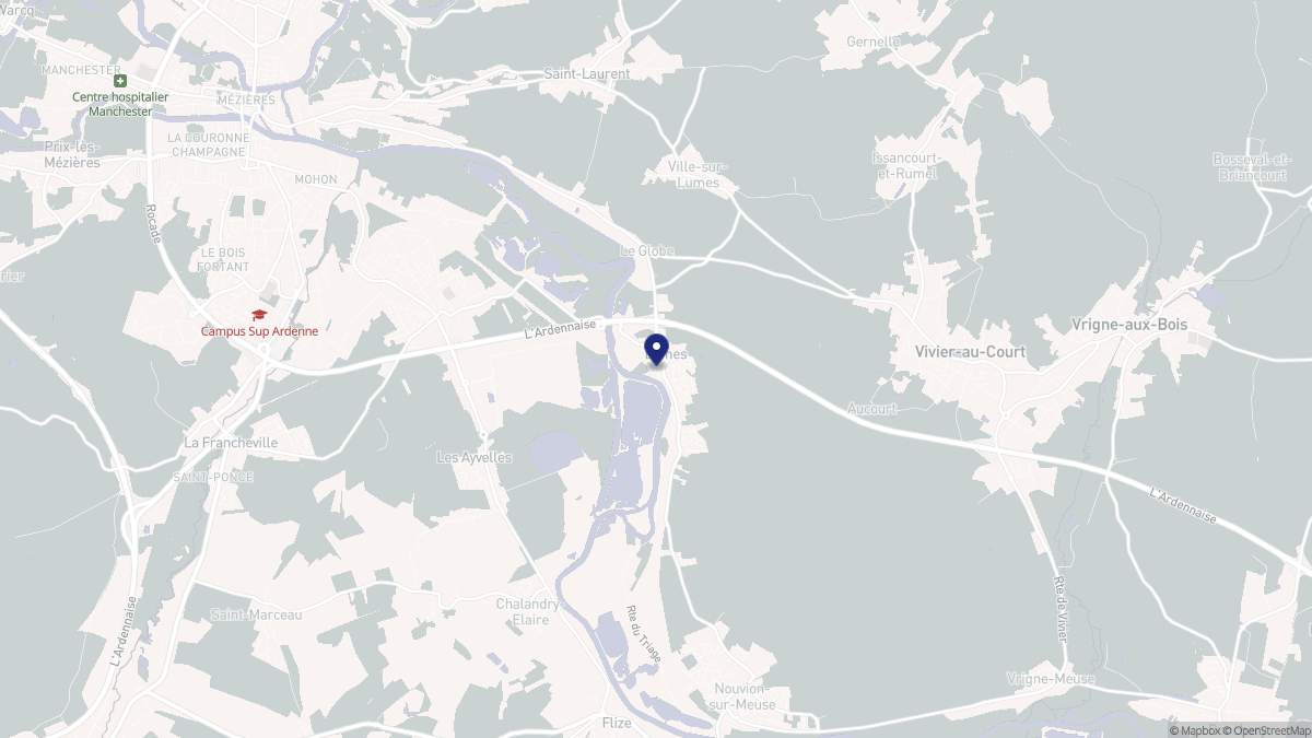 Aperçu cartographique de Lumes, centré sur la commune