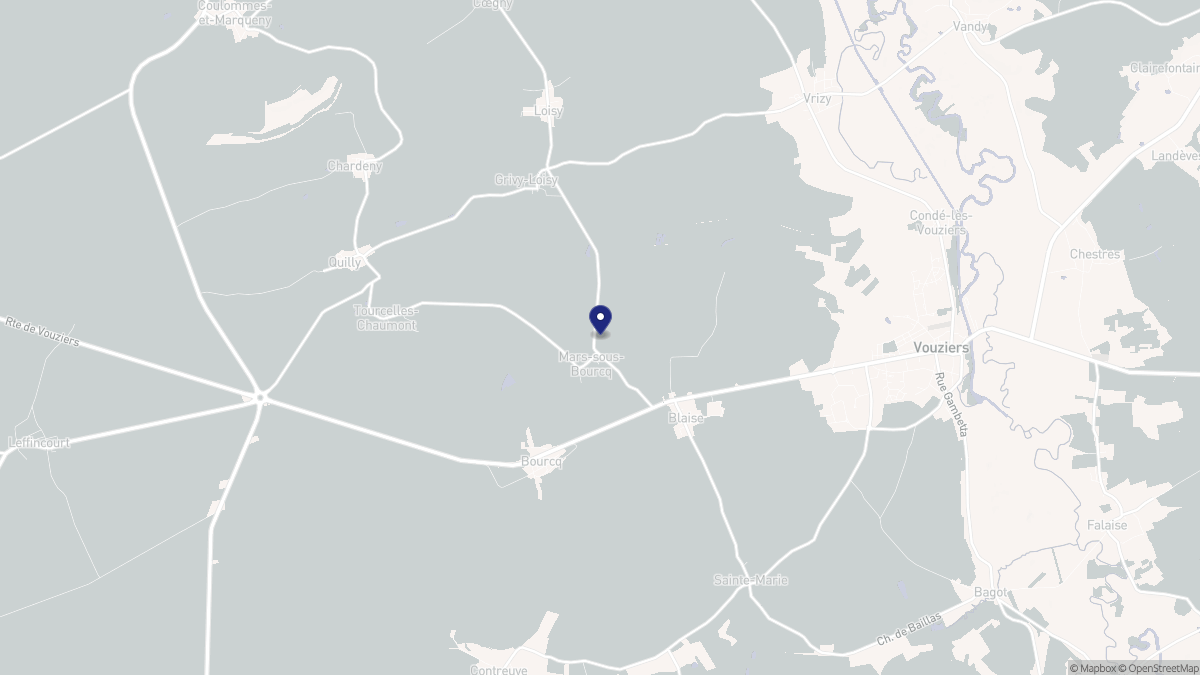 Aperçu cartographique de Mars-sous-Bourcq, centré sur la commune